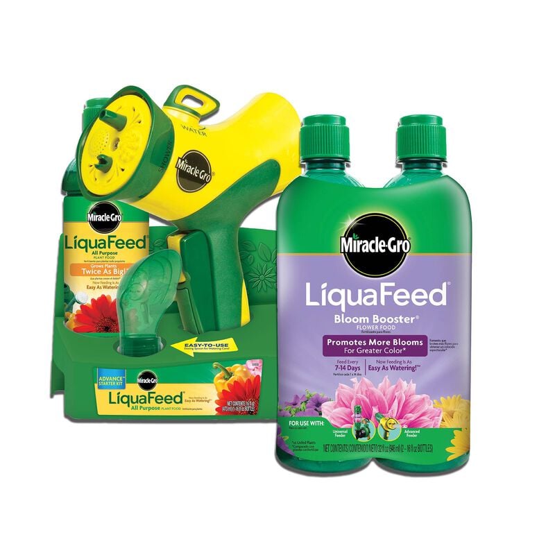Miracle-Gro® LiquaFeed All Purpose Plant Food Advance Starter® Kit and Bloom Booster Flower Food Bundle image number null