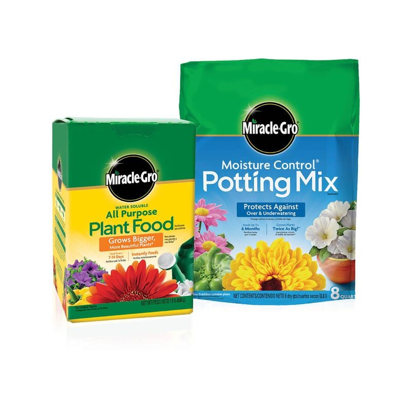 Miracle-Gro® Moisture Control Potting Mix and Miracle-Gro® Water Soluble All Purpose Plant Food image number null